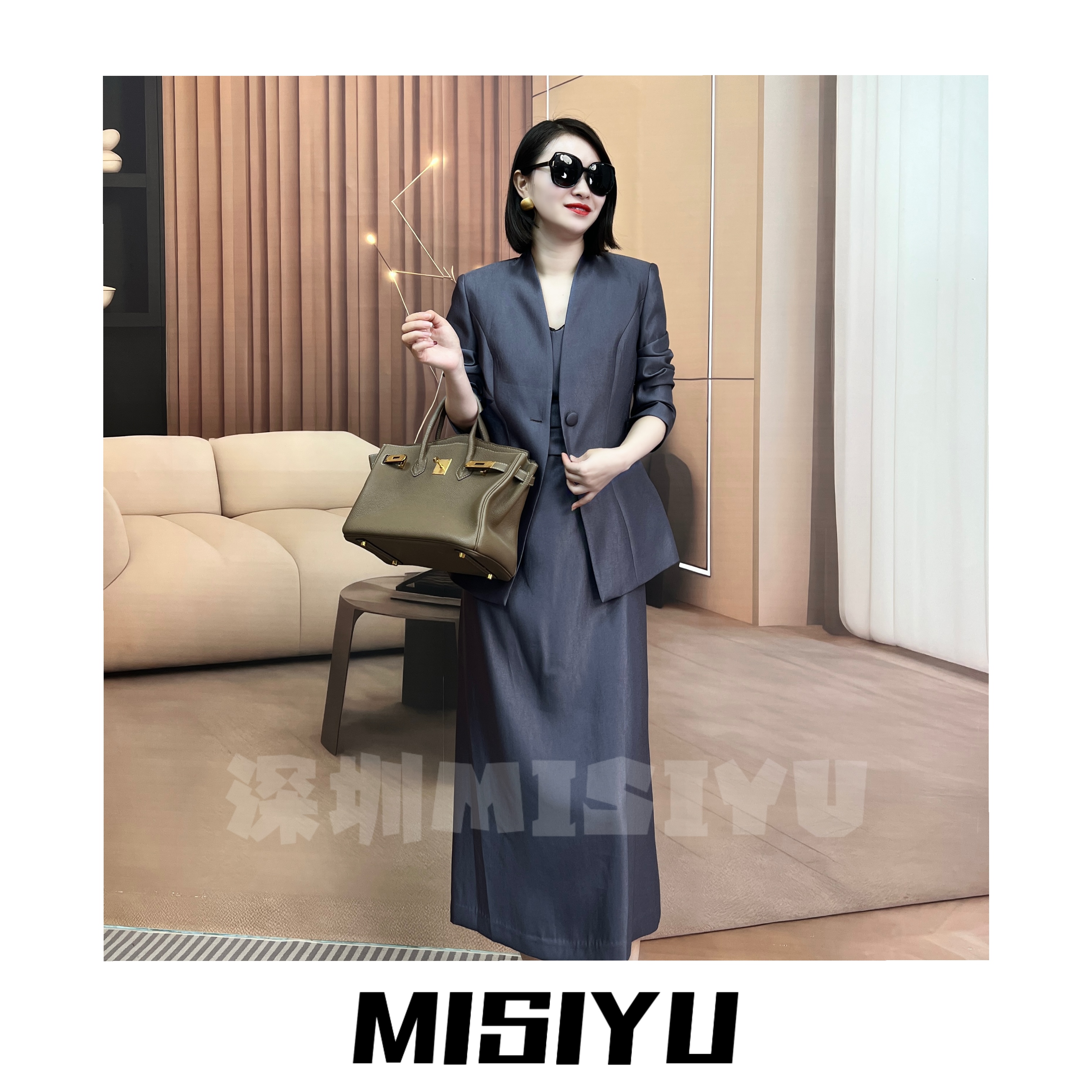 【莉姐高定】无领单件外套 2025新品 春夏气质时尚休闲25016