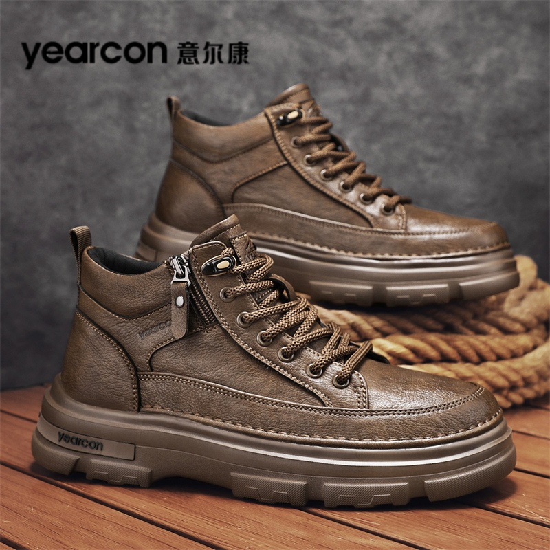 YEARCON/意尔康男鞋秋冬新款户外休闲马丁靴防滑耐磨皮鞋工装靴男