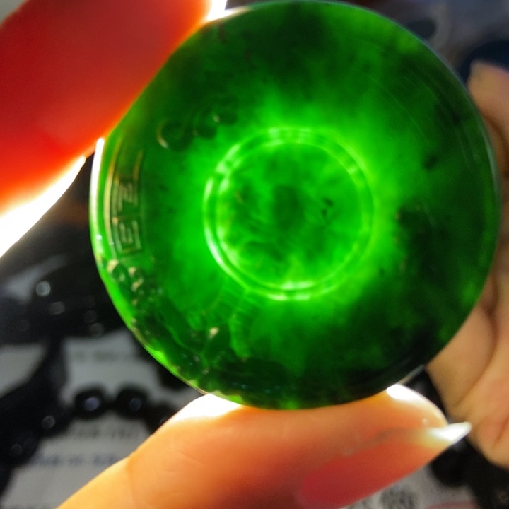 翡翠未镶嵌颈饰墨翠扣子