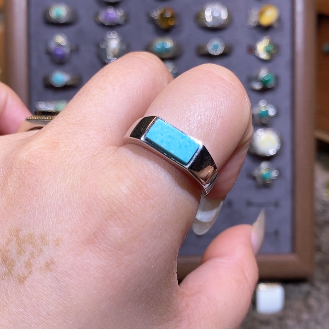 绿松石戒指银S925镶嵌戒指