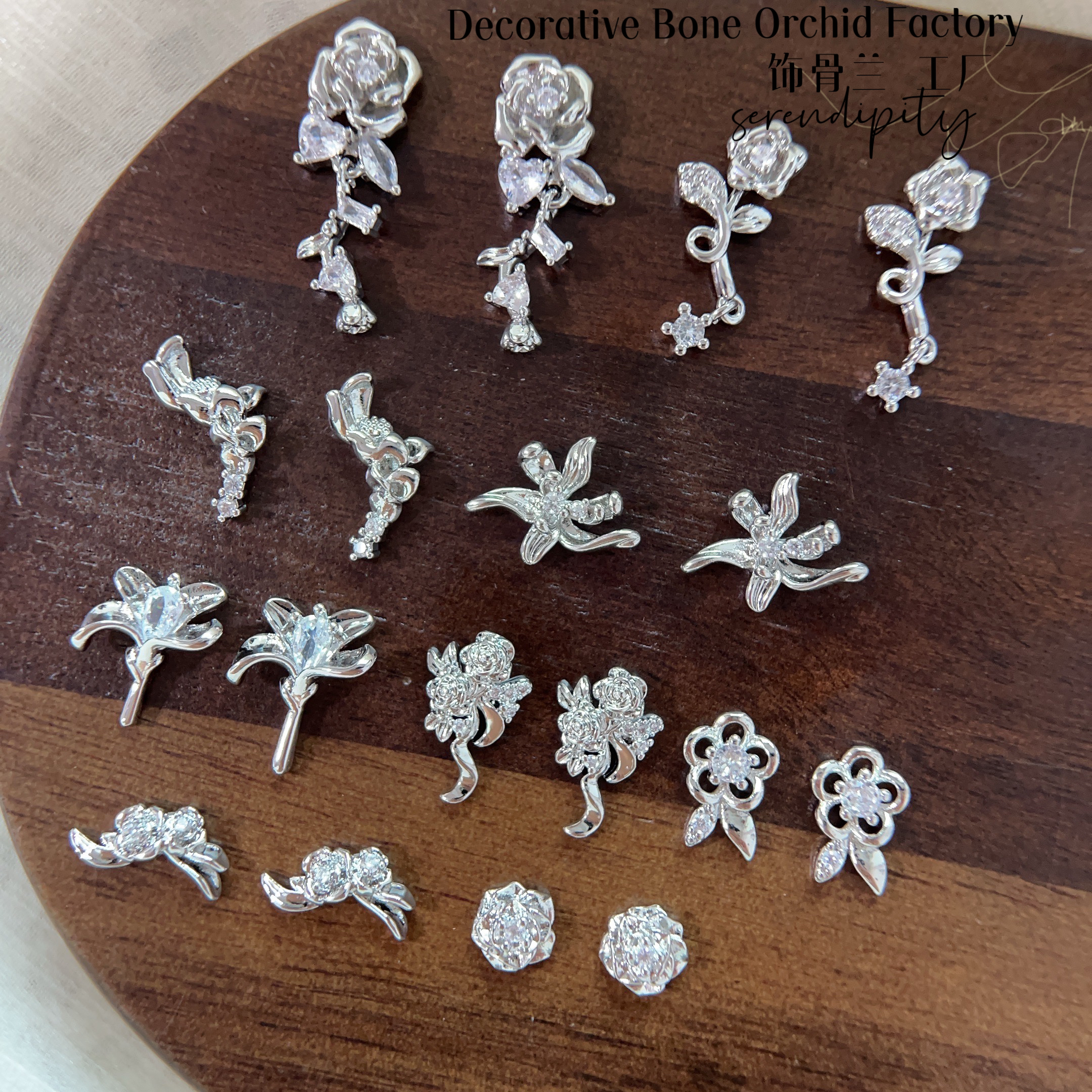 SGLMJ·饰骨兰76-84玫瑰花吊坠·百合花·莲花堆钻花朵系列·美甲饰品