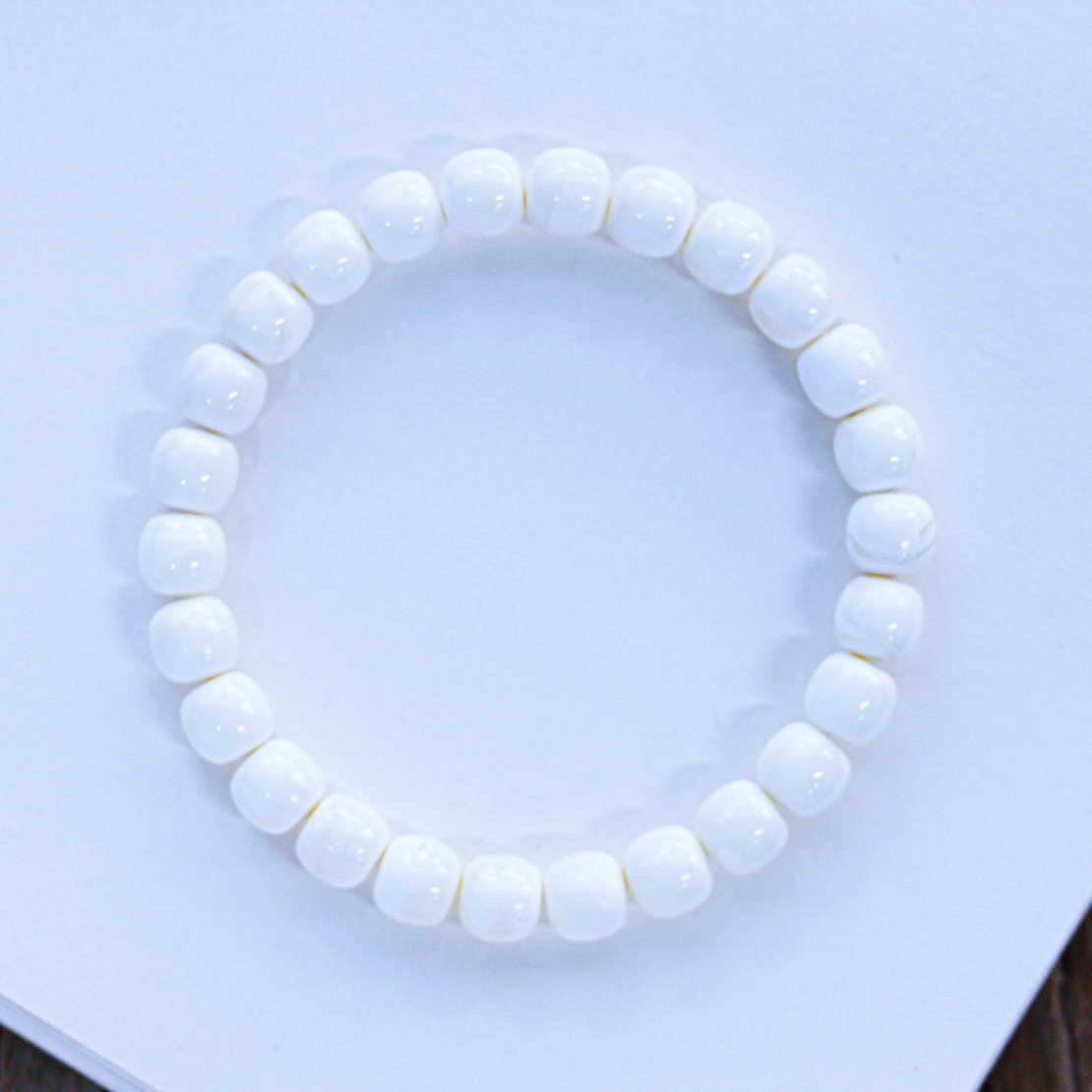 8mm顶极漆白蜡老型蜜蜡手串7.87克 精工 收藏级 蜡质瓷实稀有品质