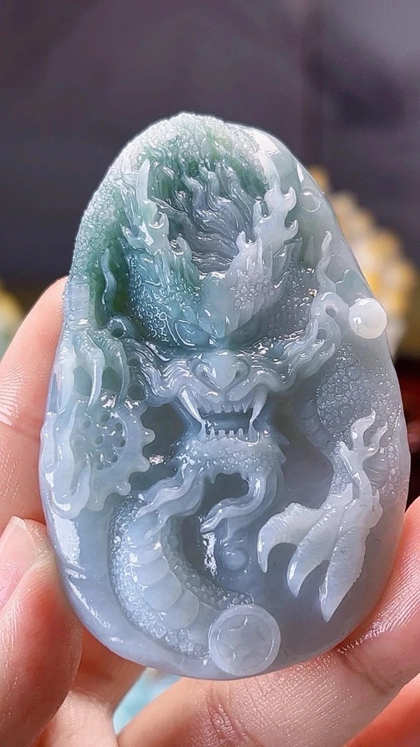 【新春福利好物】天然缅甸翡翠霸气龙牌毛货需抛光尺寸高69宽43厚12