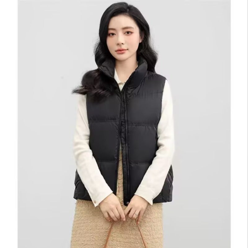 2025年春季新款短款马甲轻薄立领百搭休闲坎肩外穿马夹白鸭绒外套
