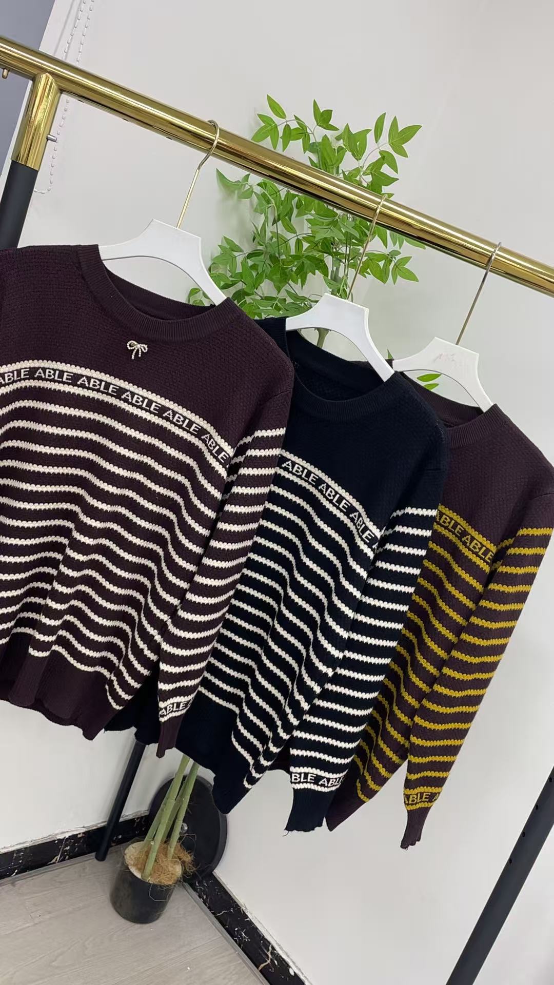 女士百搭条纹毛衣1121-J