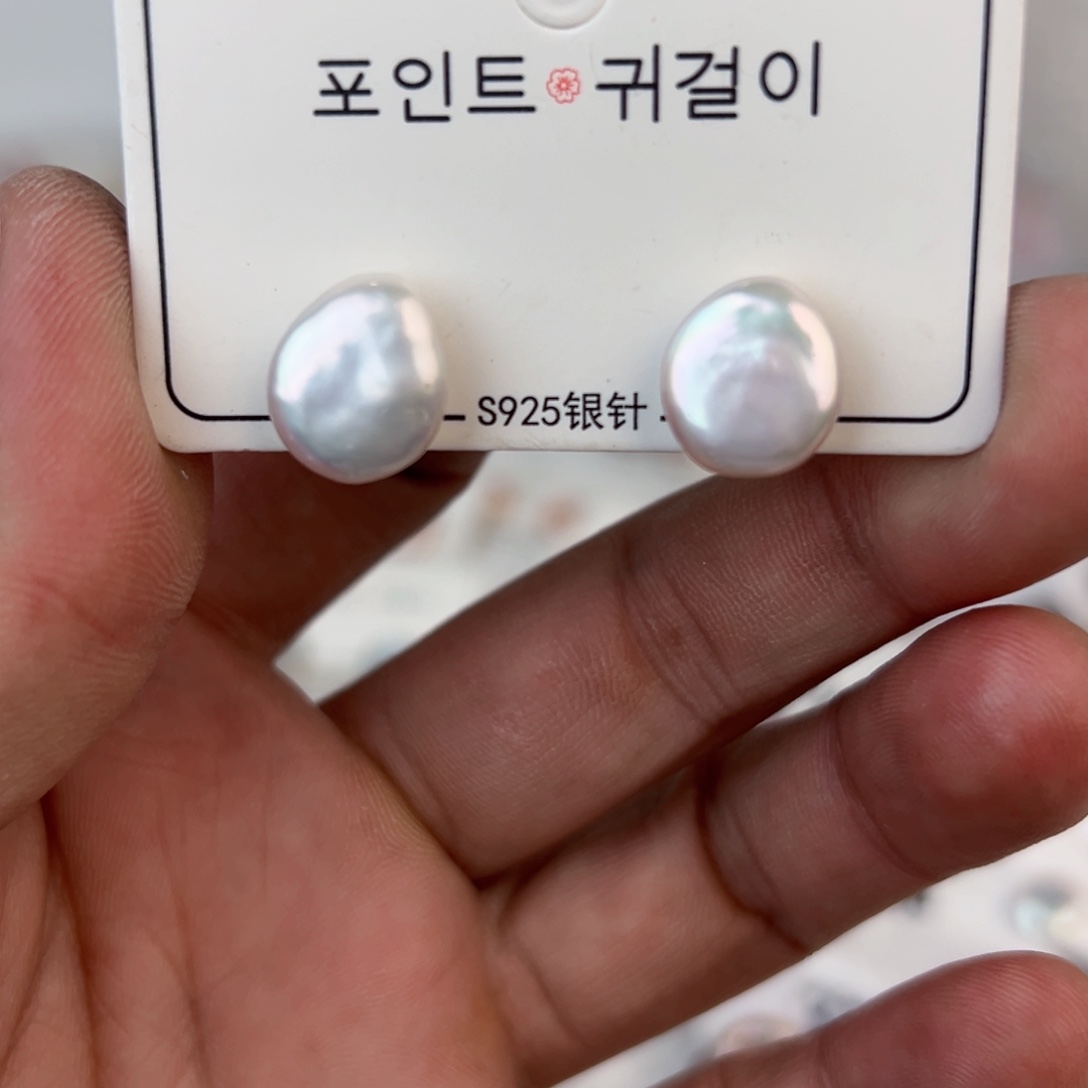 淡水珍珠耳饰银S925镶嵌