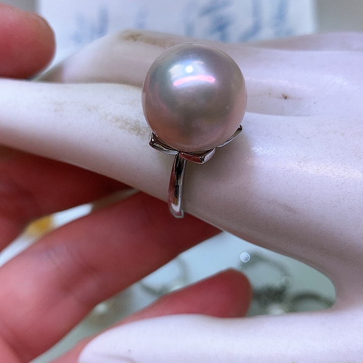 银S925镶嵌耳饰淡水珍珠