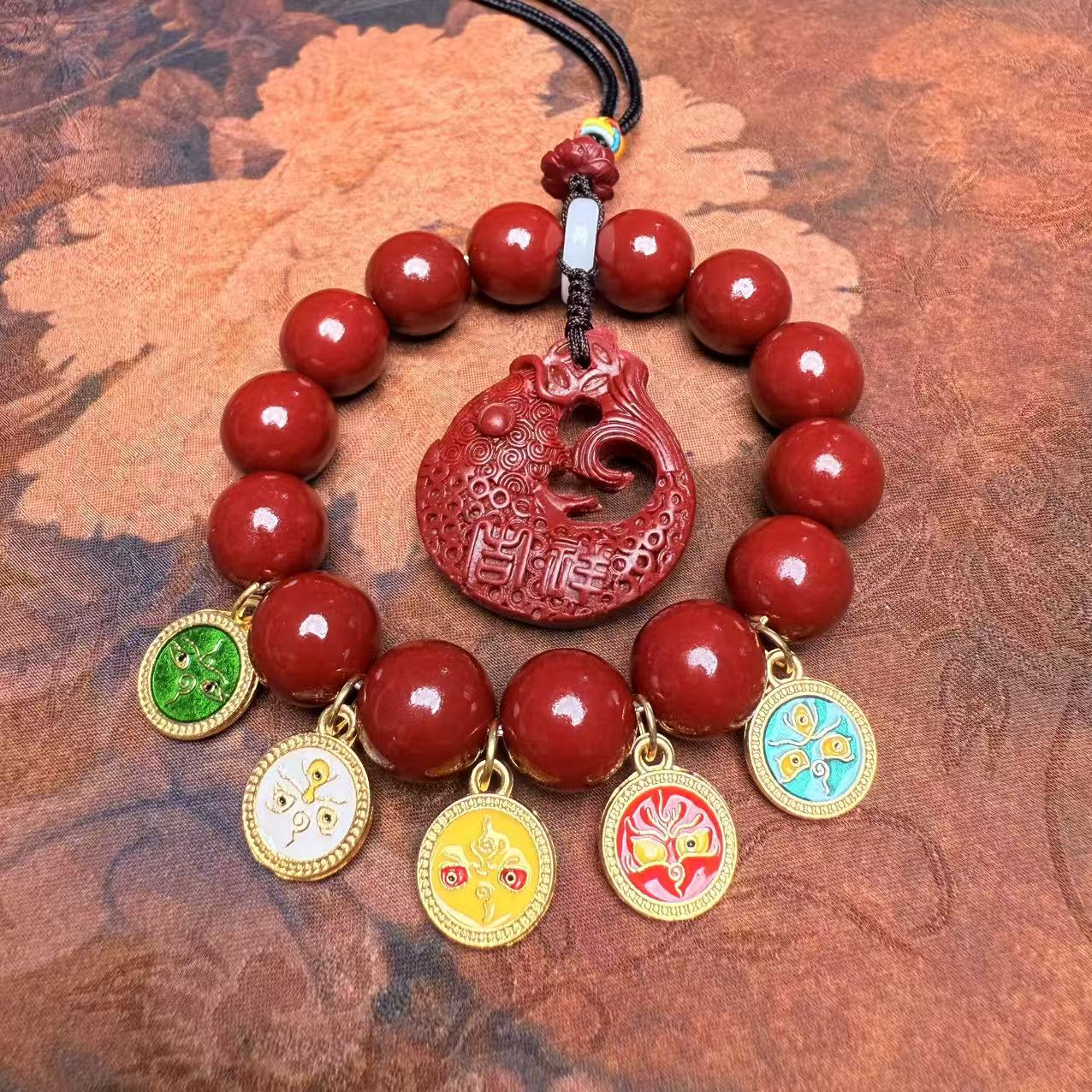 含辰砂工艺品S1292-天然辰砂车挂（无礼盒）