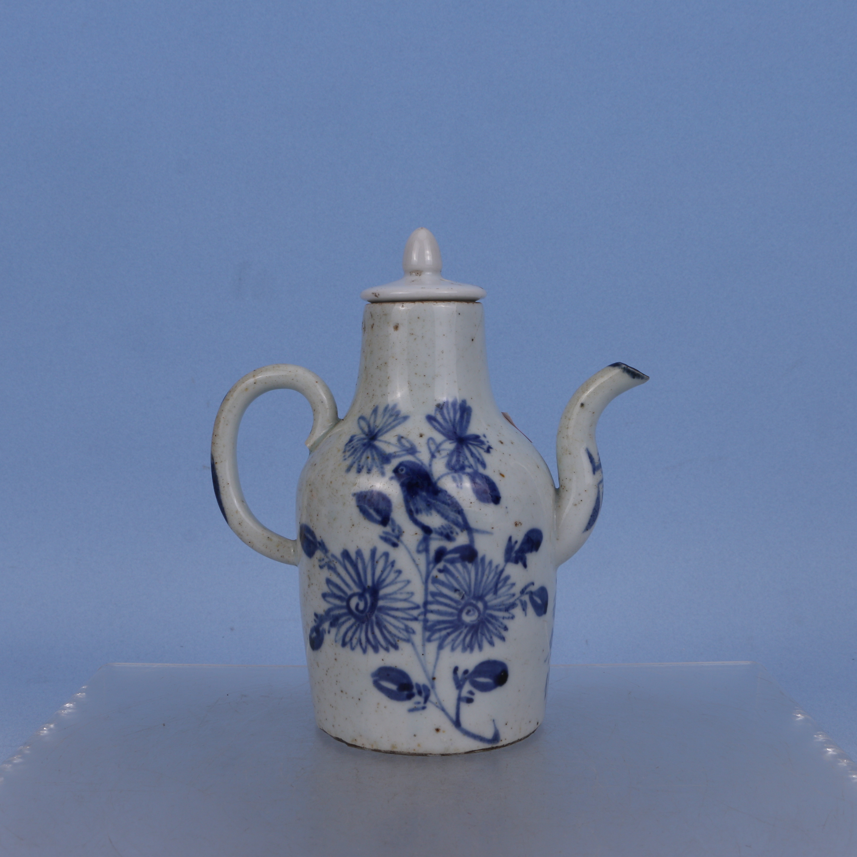 75  清  青花喜上枝头壶