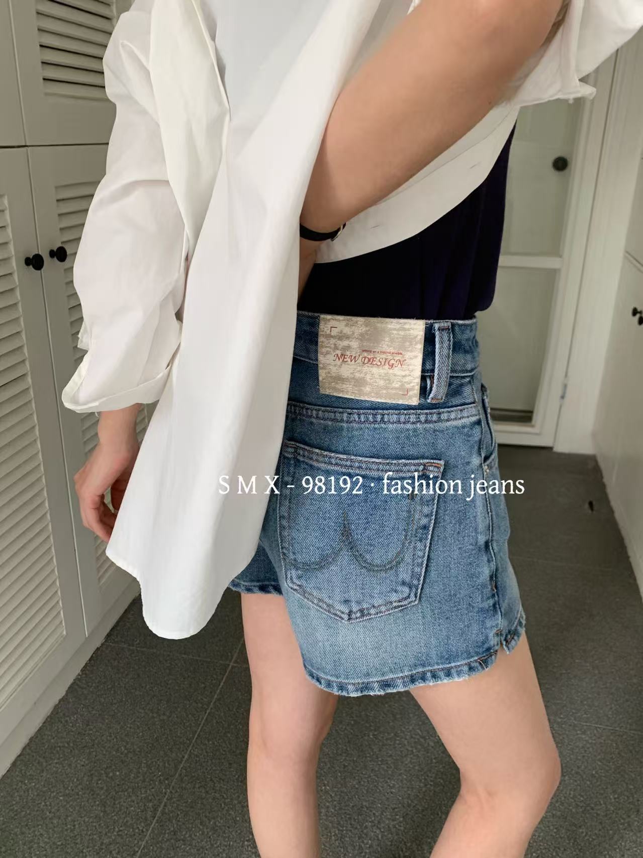 N+定制【W刺绣】新款休闲百搭显瘦简约时尚牛仔短裤【98192 】