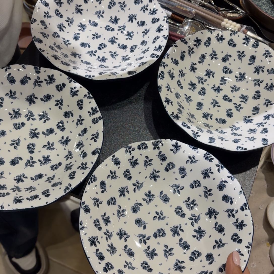 瓷四个釉下彩深盘8寸微瑕特价处理