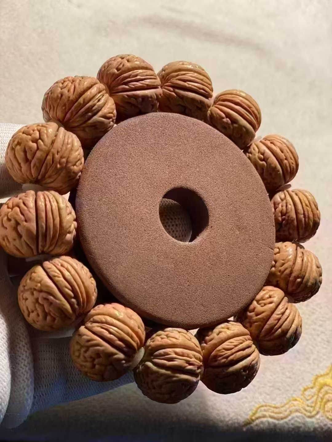 脑纹野生桃核散籽手串