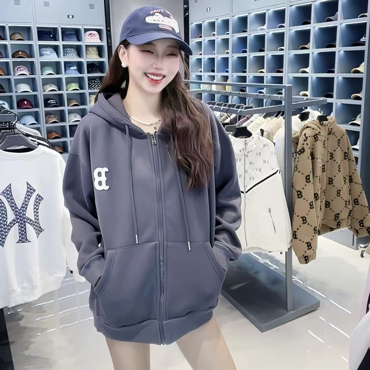 CLNKEL联名款拉链款磨毛卫衣时尚潮流运动休闲男女同款 小鱼106
