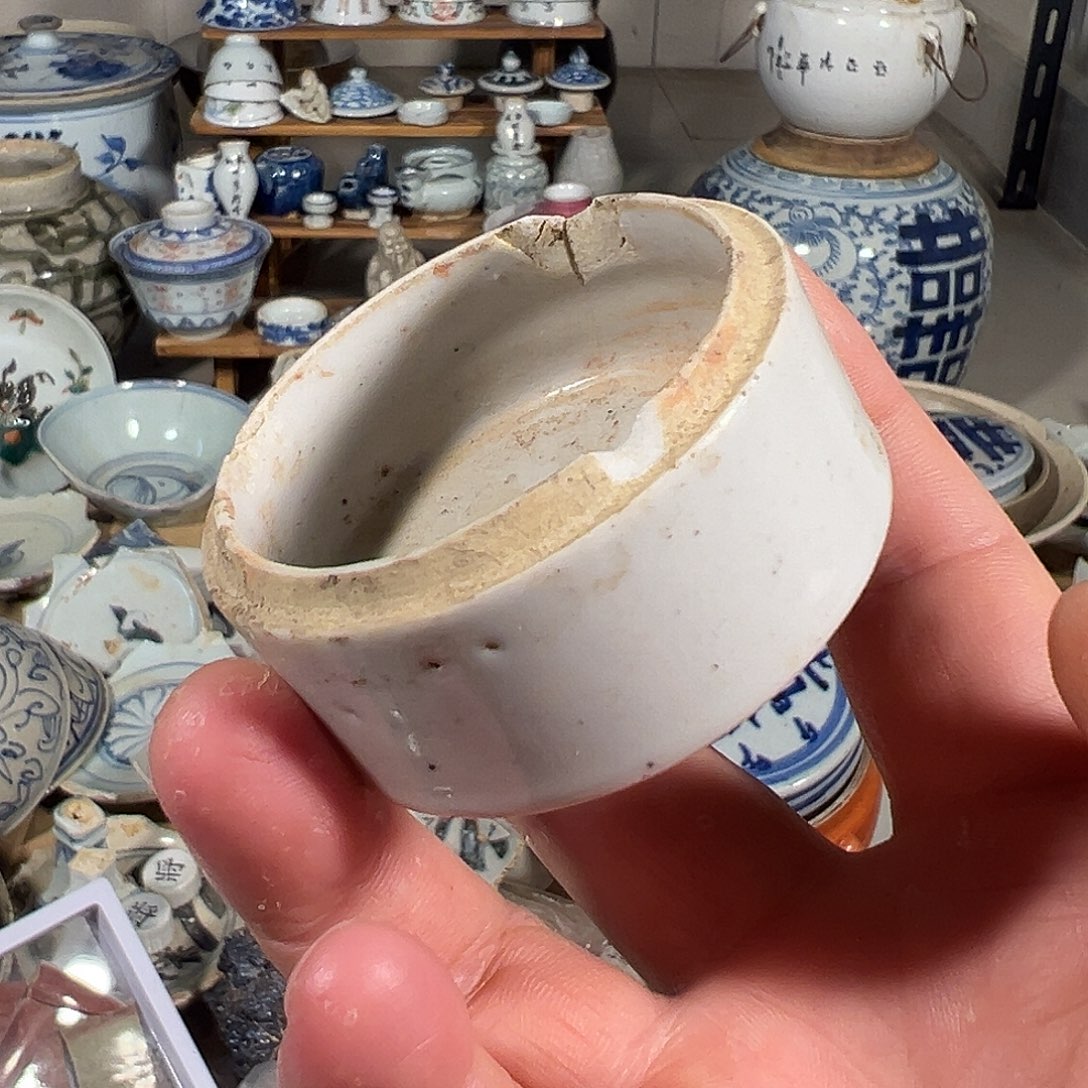 瓷片白釉印泥盒底，全场包邮