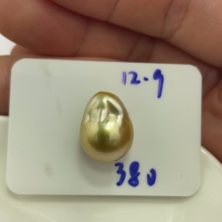 海水珍珠裸珠12.9mm炫彩金巴