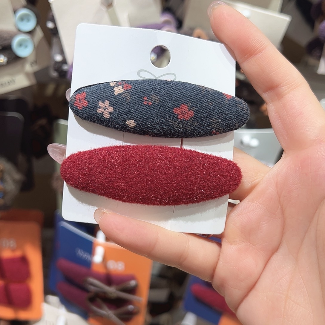 皮质铁合金红色碎花掰掰夹