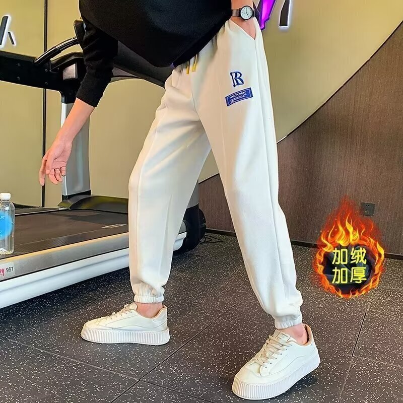 C17-BY秋冬季加绒加厚休闲裤男韩版潮流百搭运动束脚卫裤