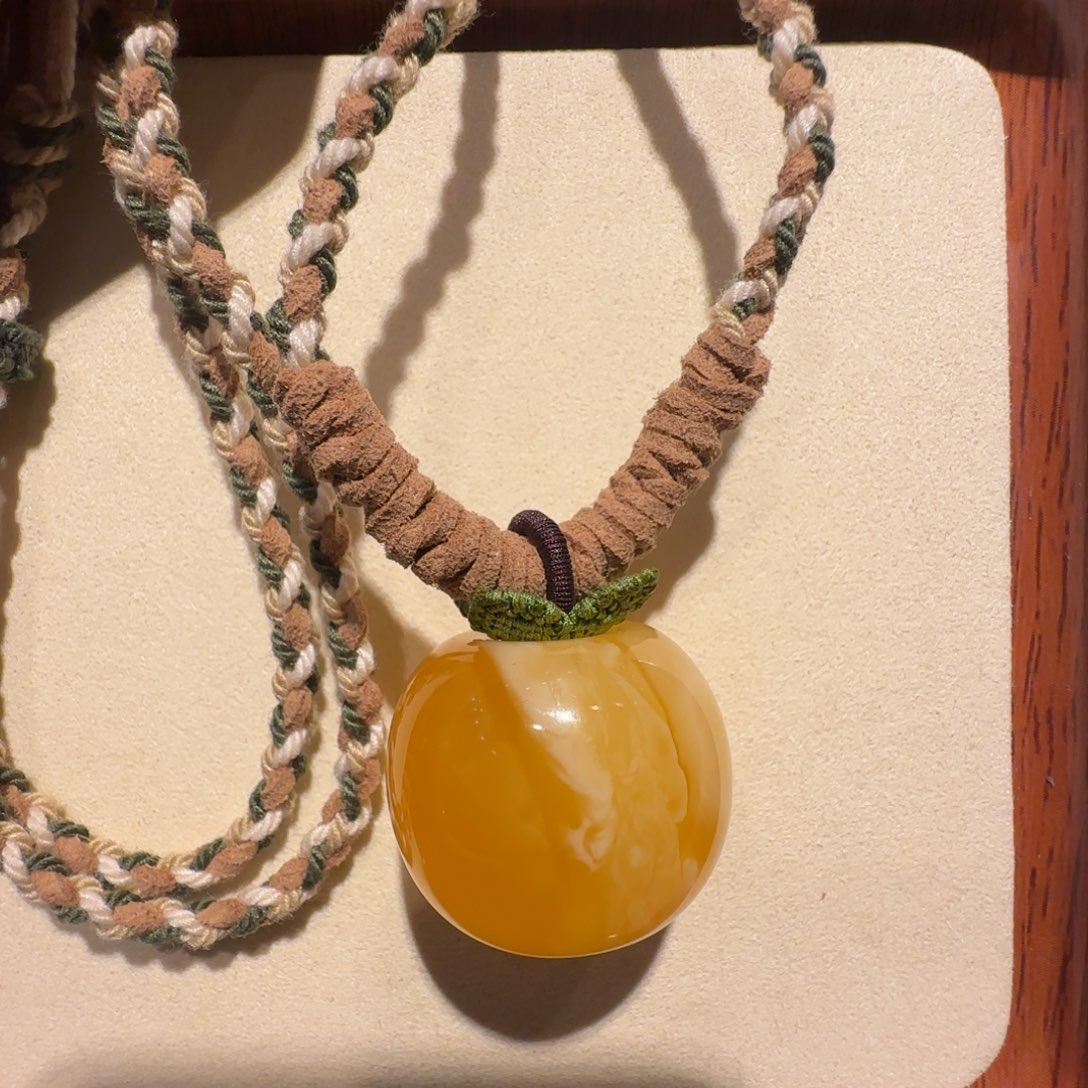 琥珀未镶嵌珠宝奇石事事如意柿子吊坠