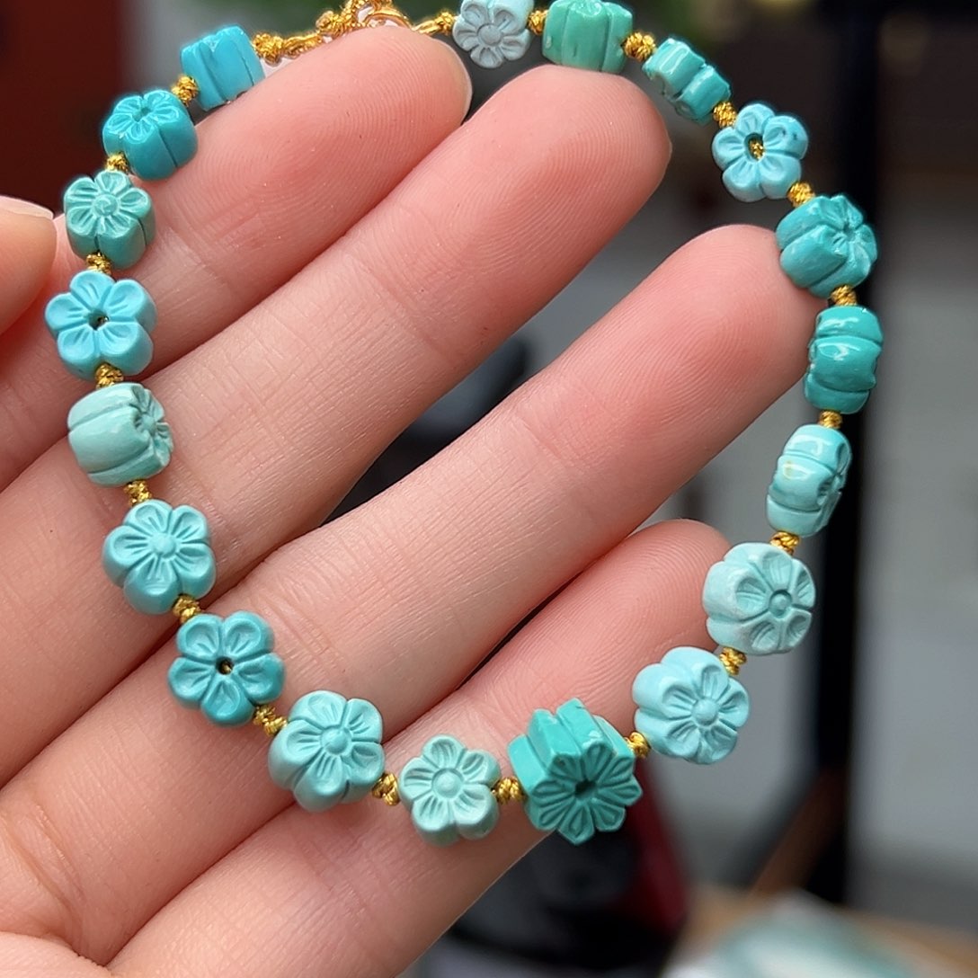 绿松石珠宝奇石18K金镶嵌