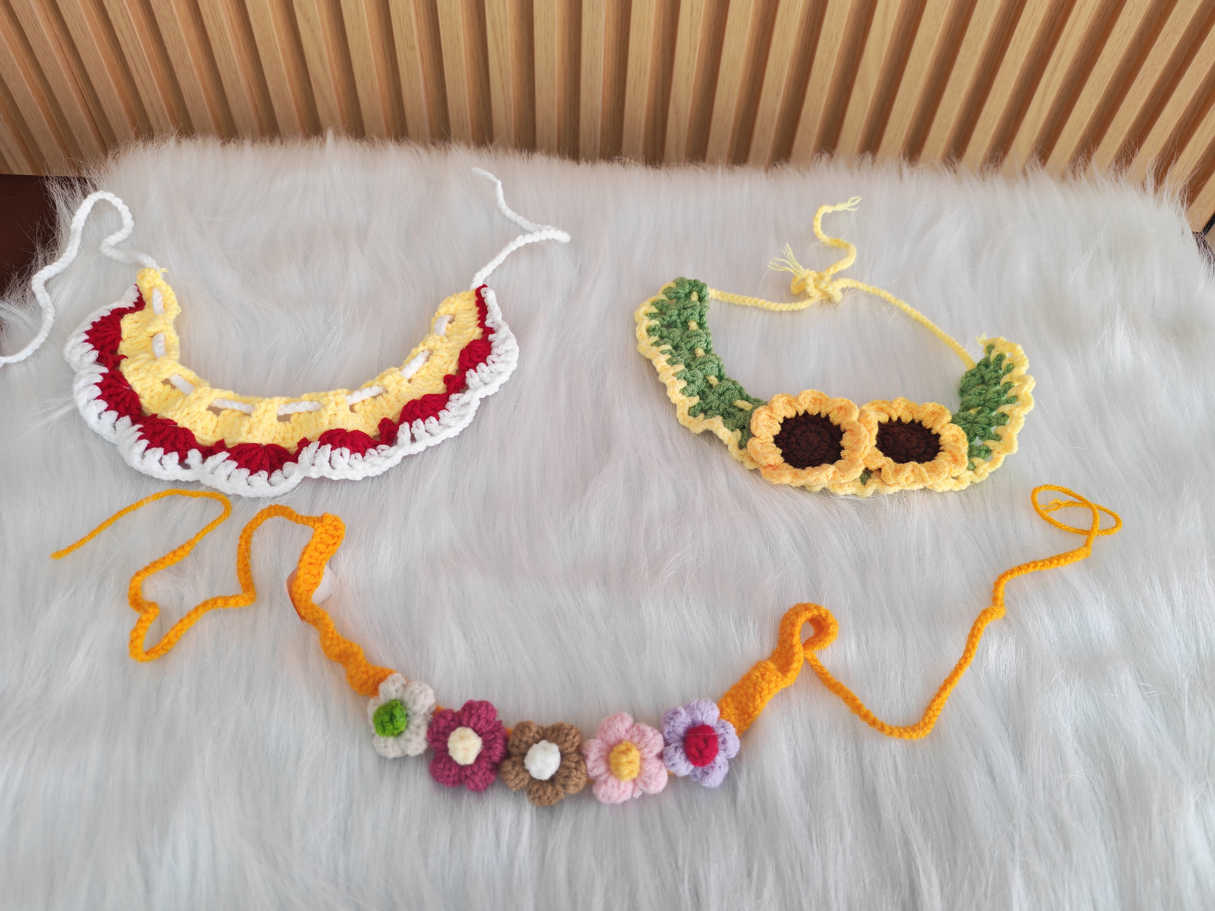 宠物针织围脖猫咪狗狗编织项圈围兜围领可爱花朵装饰拍照饰品