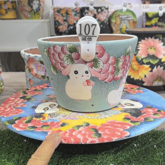 红泥花盆景德镇陶瓷