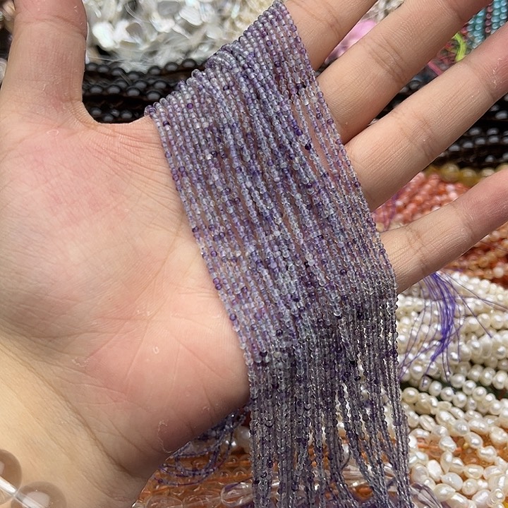 玛瑙/玉髓未镶嵌珠宝半成品一条2mm左右萤石刻面