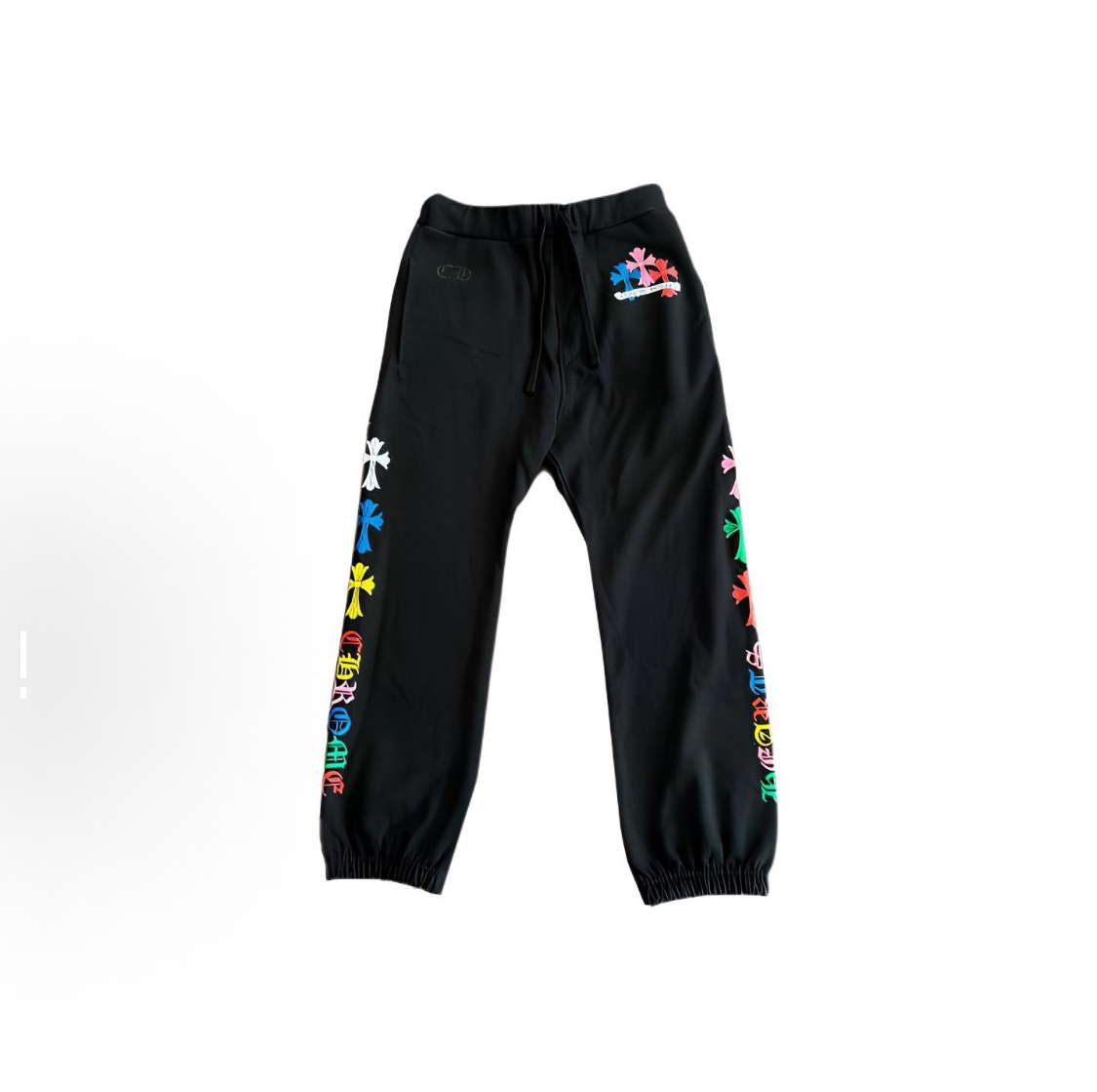未使用 Chrome Hearts/克罗心 彩色十字字母黑色运动裤 L码