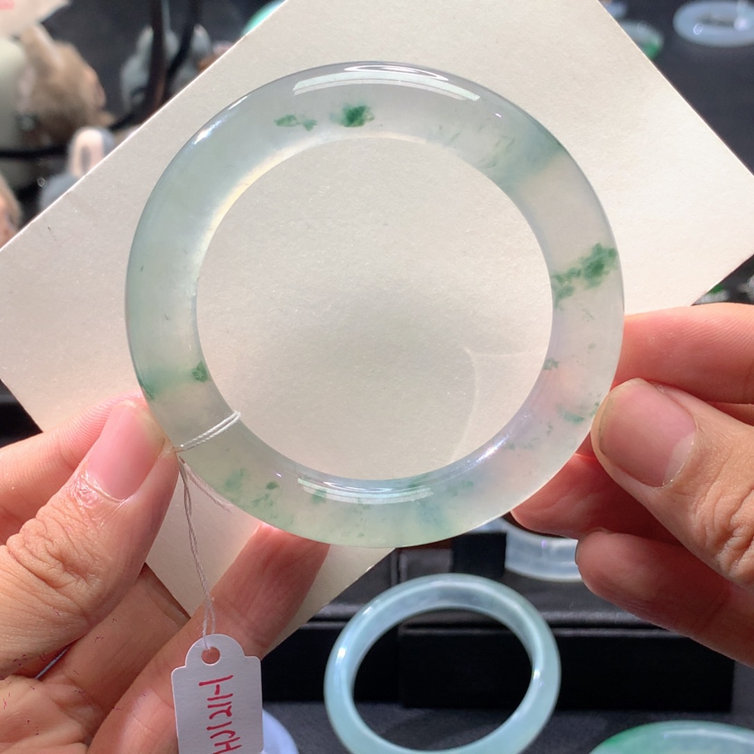 翡翠未镶嵌手镯圆条58