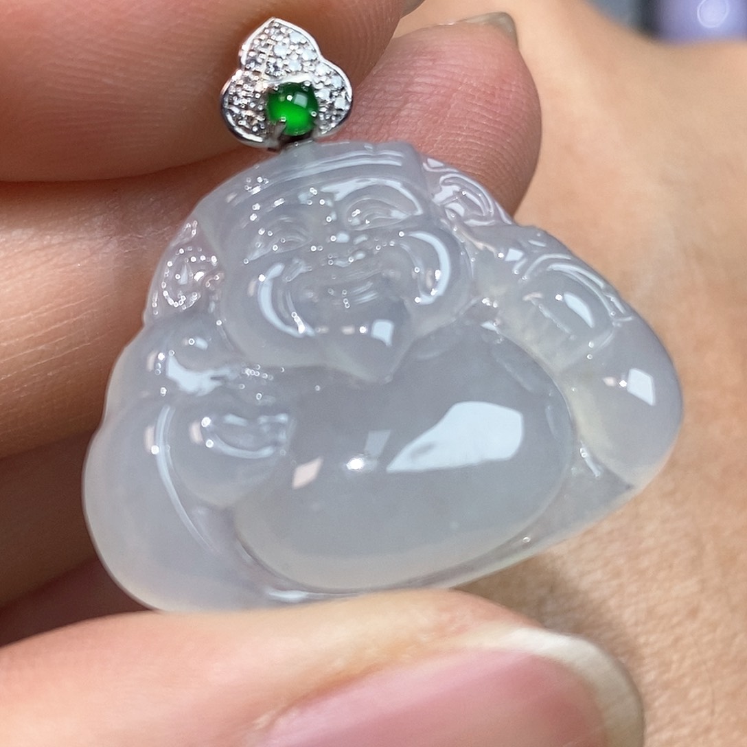 翡翠颈饰18K金镶嵌财神