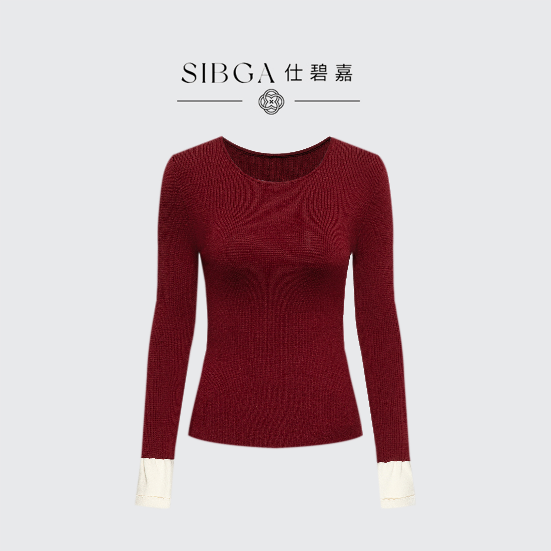 SIBGA/仕碧嘉圆领气质长袖针织羊毛衫3191503