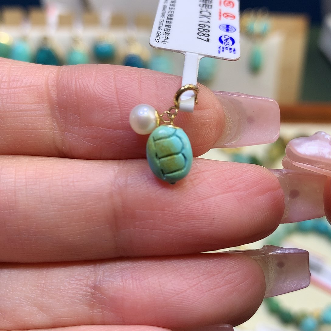 绿松石18K金镶嵌滴流