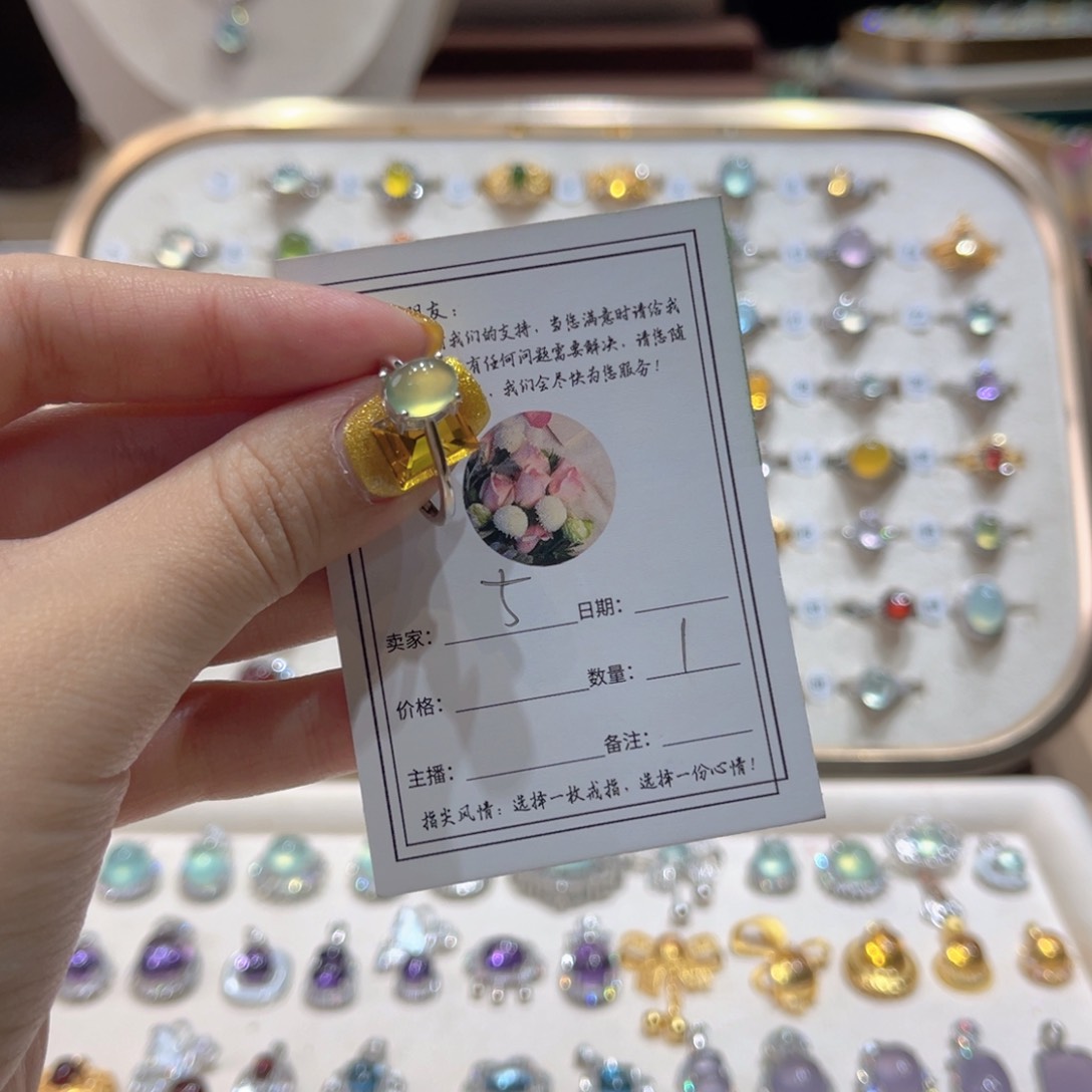 岫玉戒指银S925镶嵌戒指