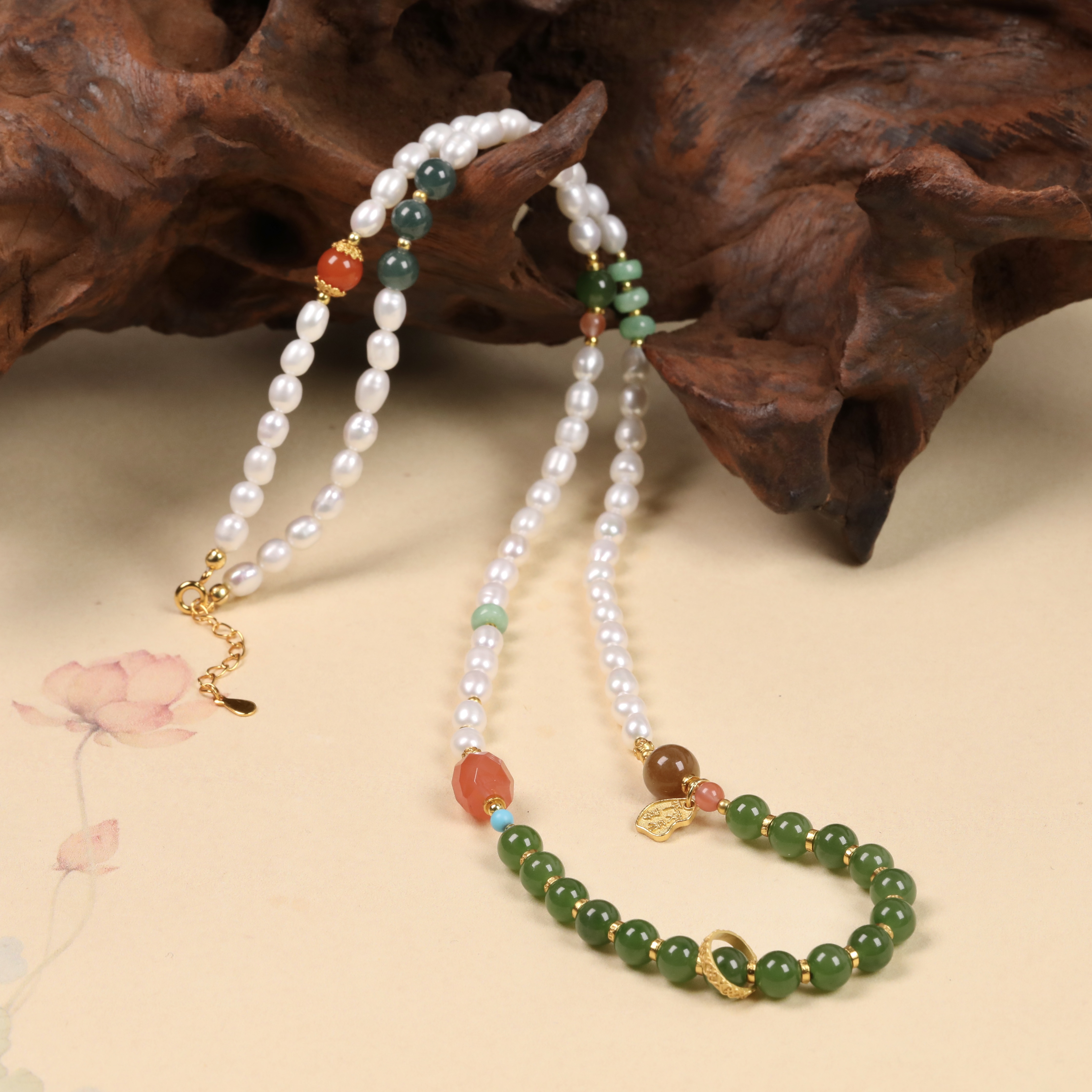 6mm笔记同款正宗和田玉百搭链俄罗斯碧玉项链设计款珠链小米