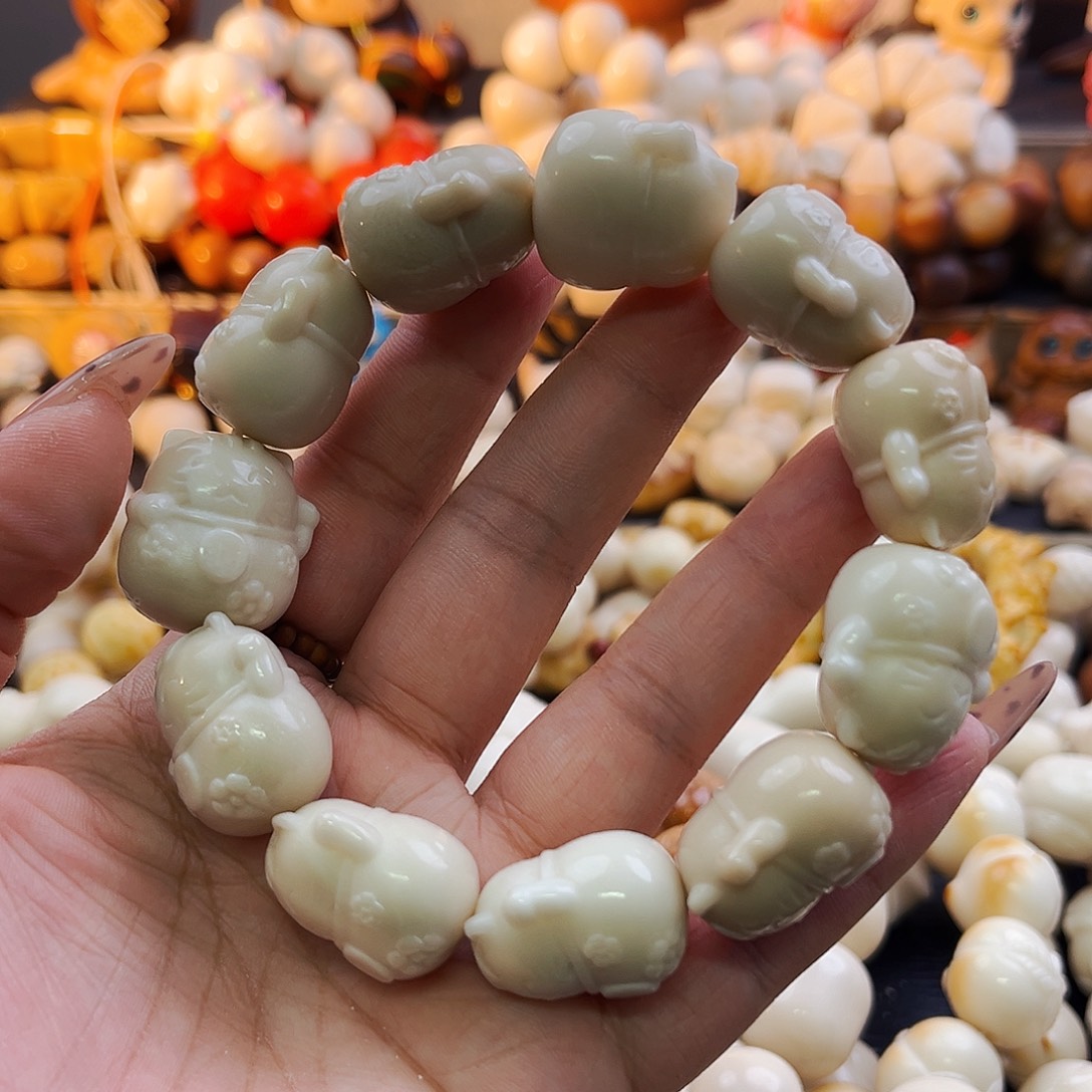 手串菩提根/象牙果招财猫微微瑕