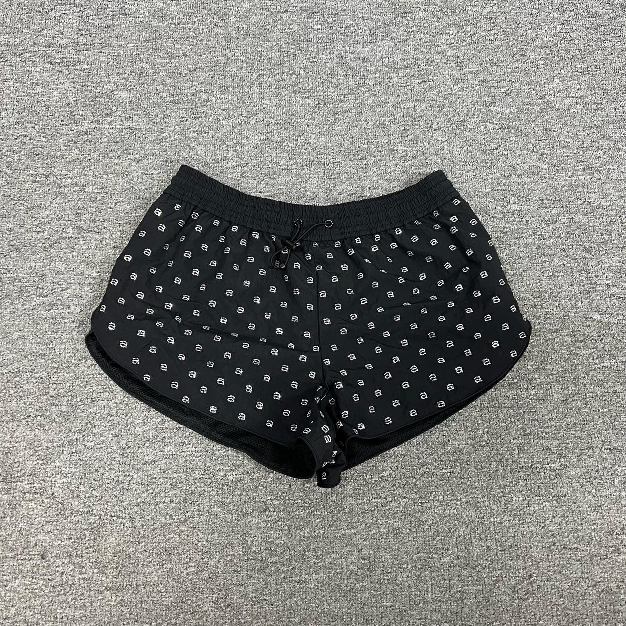 99新  AlexanderWang 亚历山大王 满印 水钻 短裤 黑色 S码