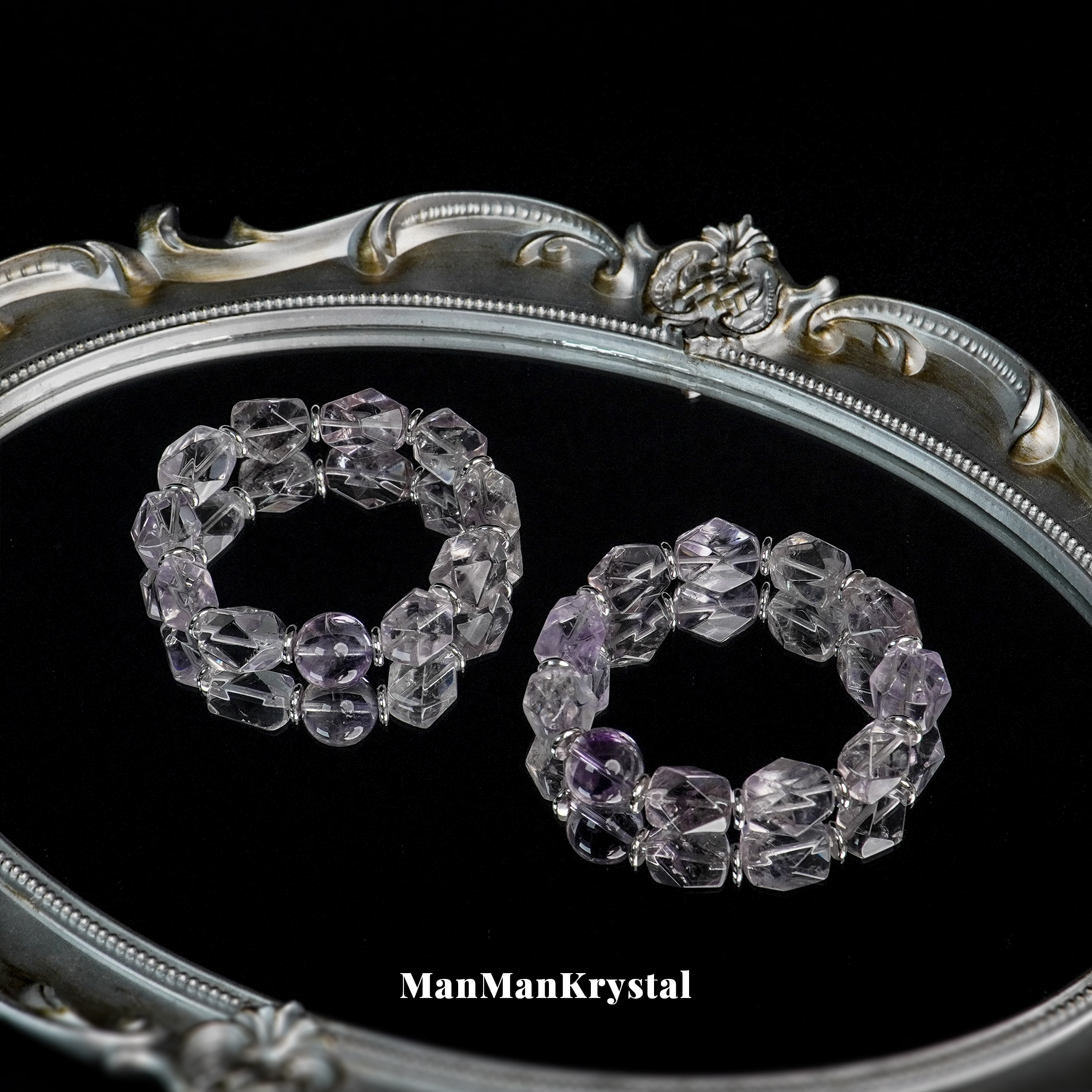 A474【尹甸园之夜】满满家天然玻利维亚钻切紫水晶手链多样性发一