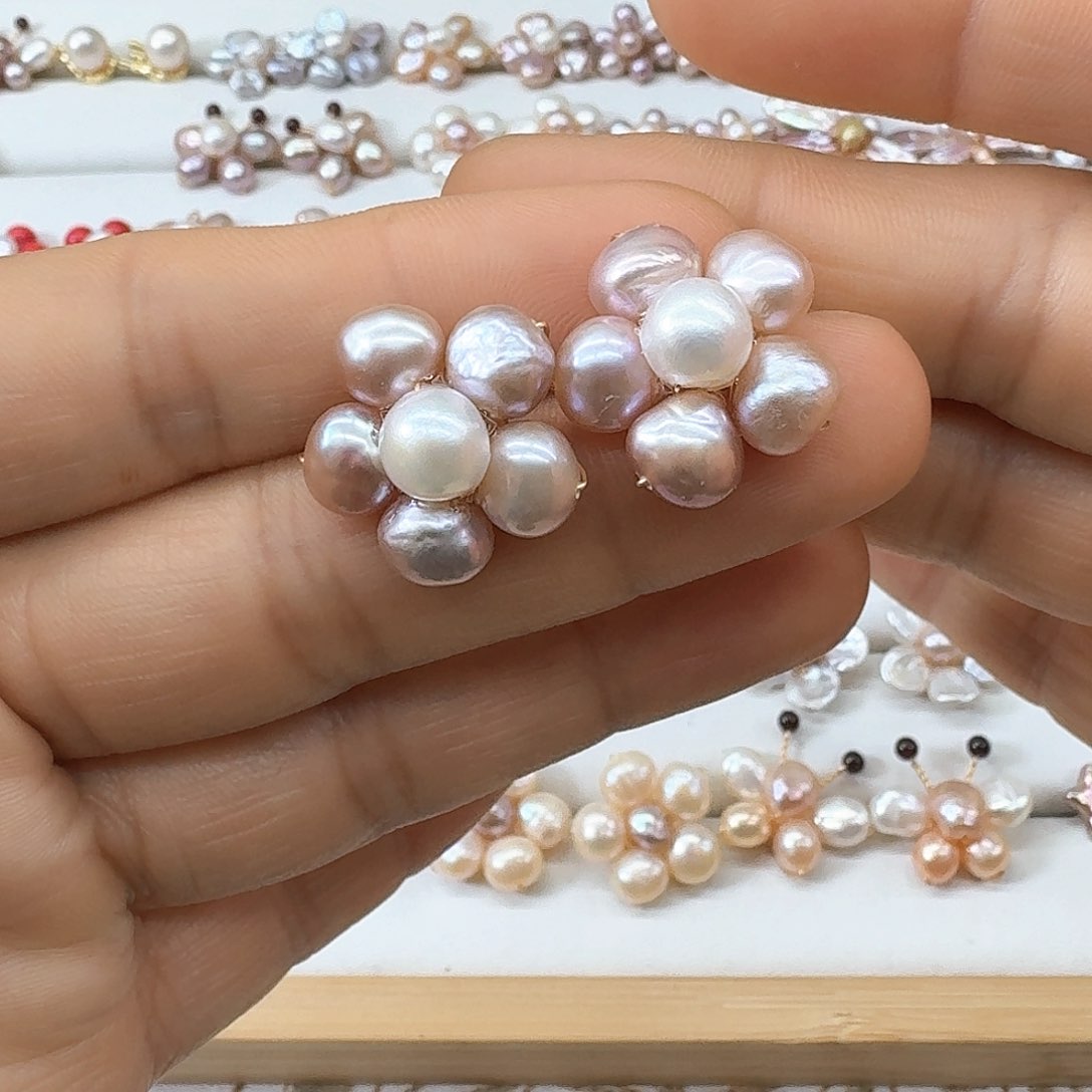 银S925镶嵌淡水珍珠耳饰