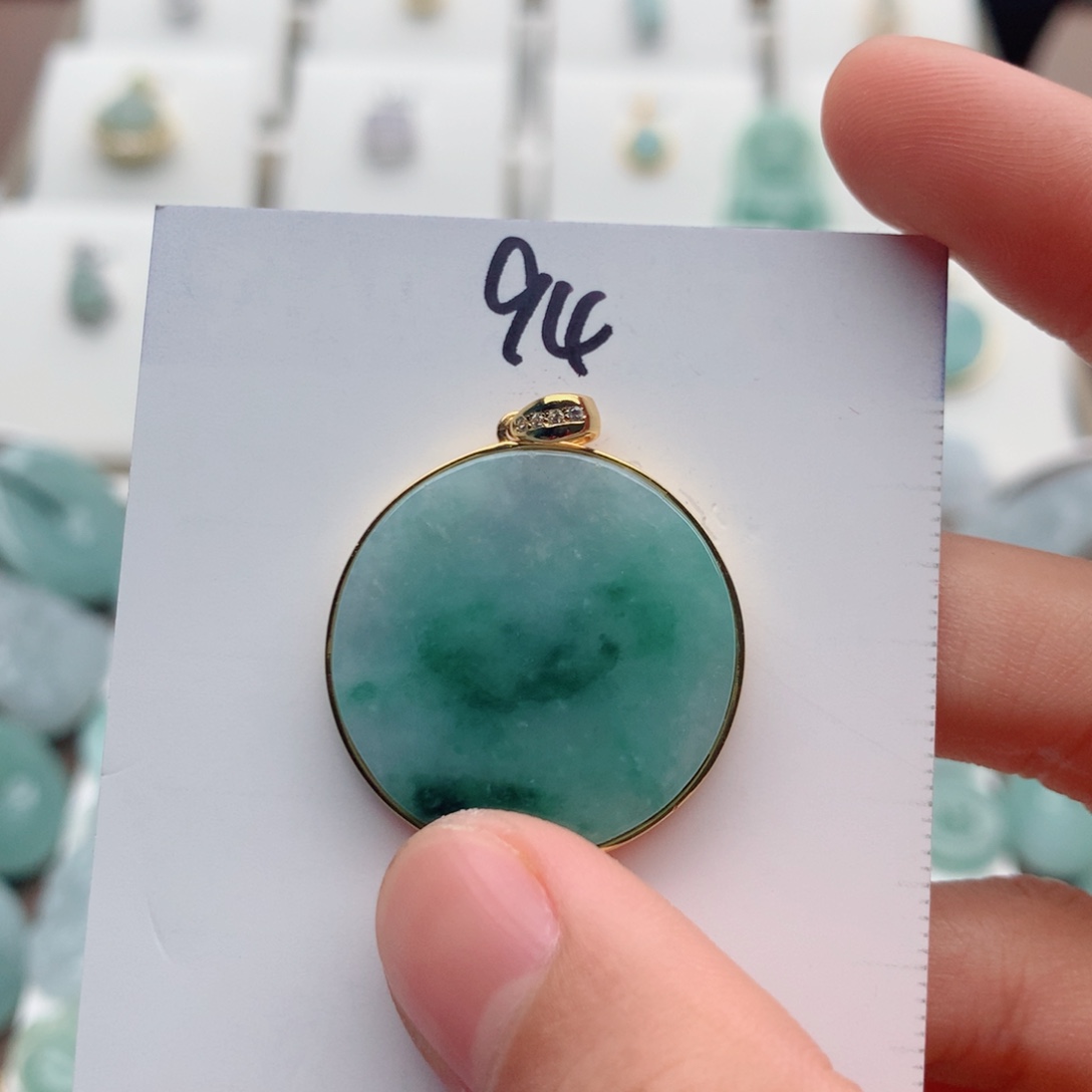 翡翠银S925镀金镶嵌颈饰斑****y吊坠