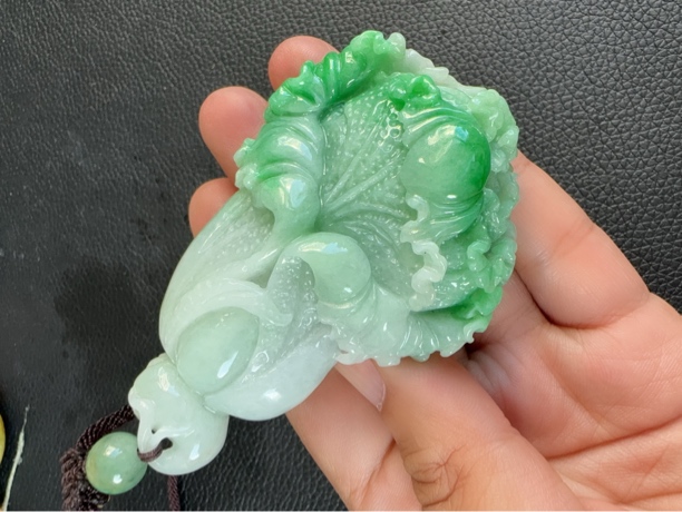 飘阳绿白菜百事来财挂件
