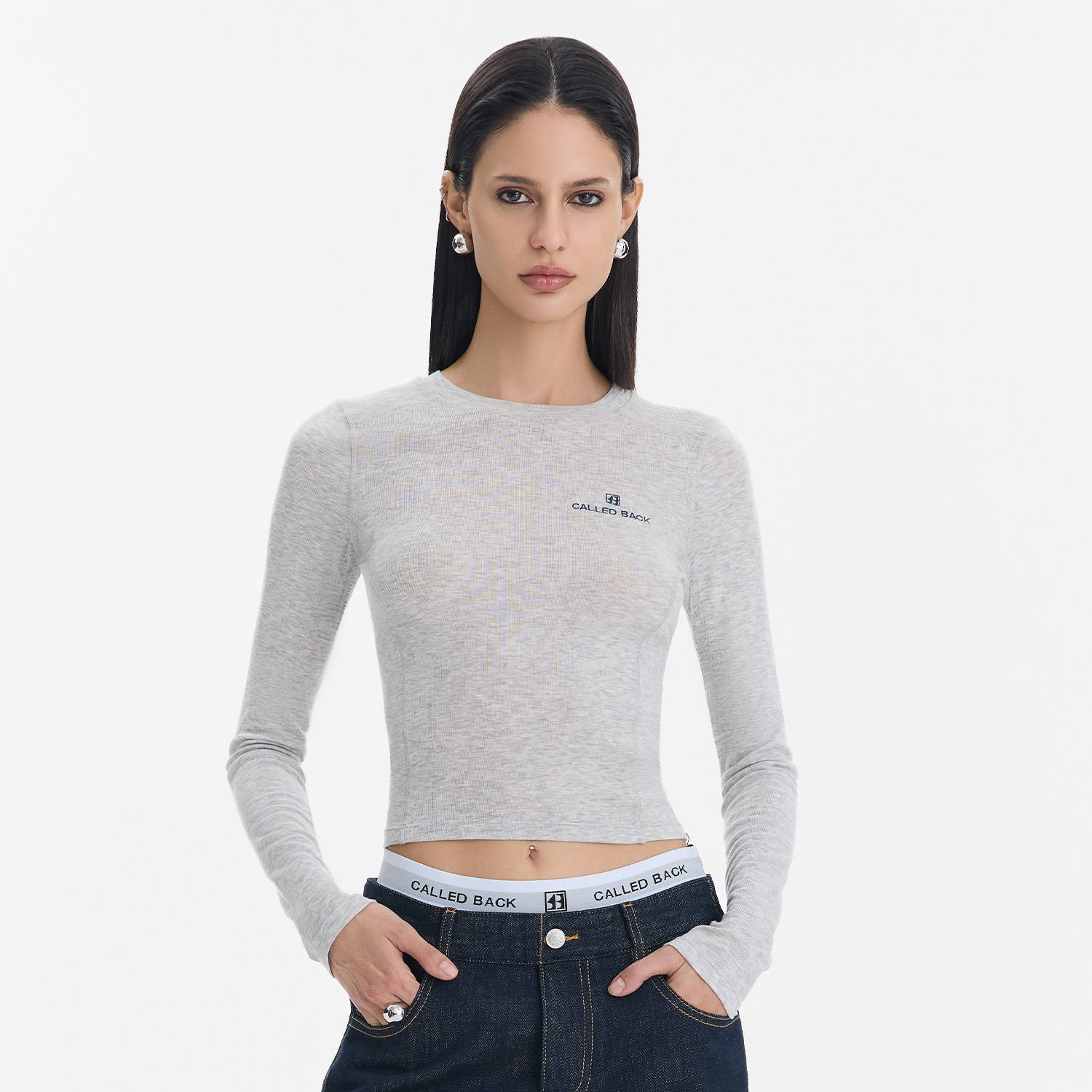 CALLED BACK早秋新款修身显瘦百搭圆领打底衫长袖T恤上衣女