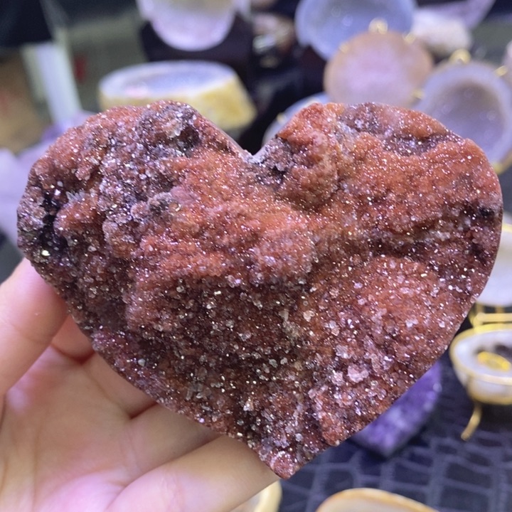 未镶嵌珠宝半成品紫晶红晶爱心