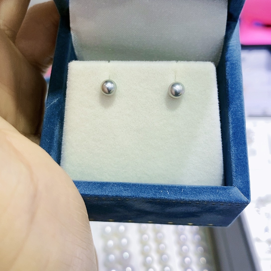 海水珍珠耳饰银S925镶嵌