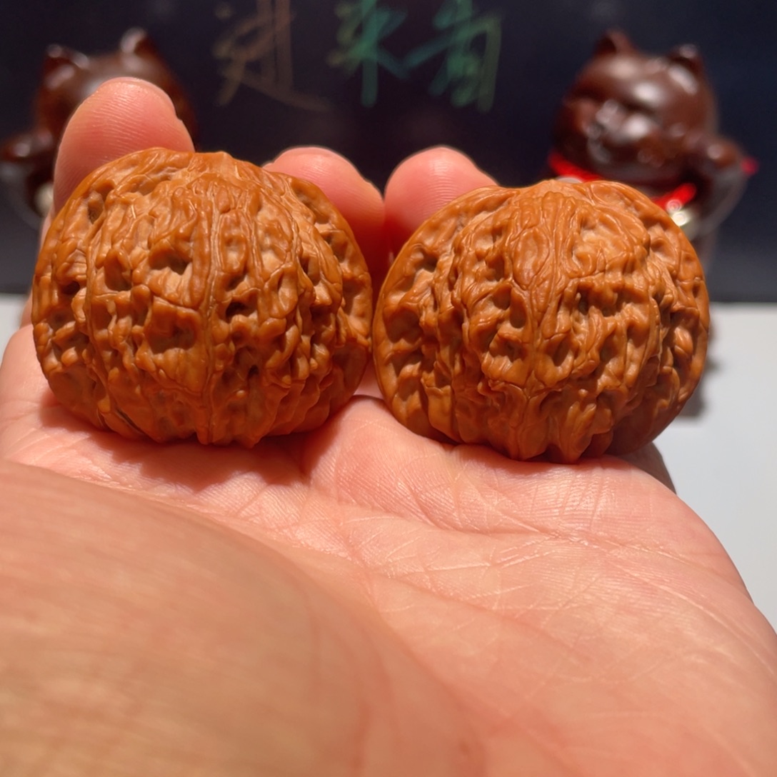 文玩核桃把件磨盘40全品