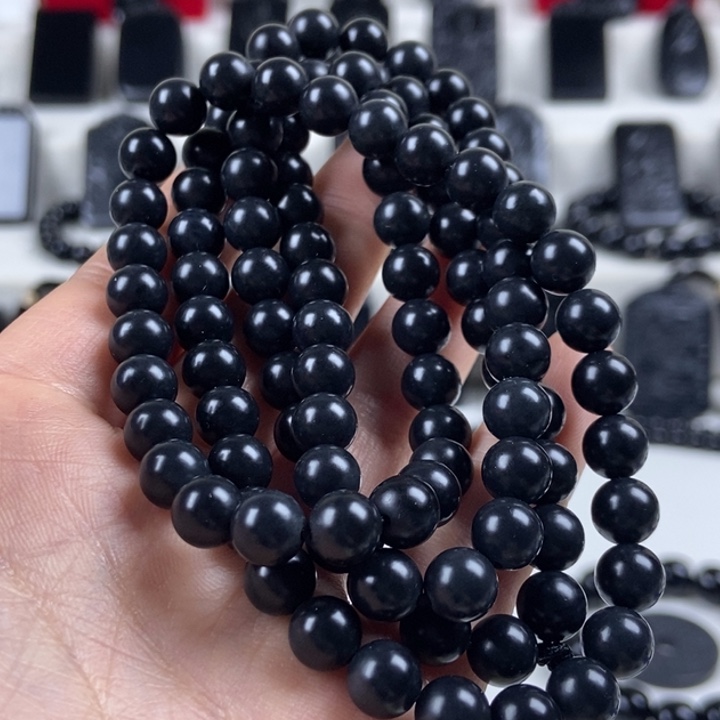 和田玉（墨玉）未镶嵌项链卡8圆珠108颗入门