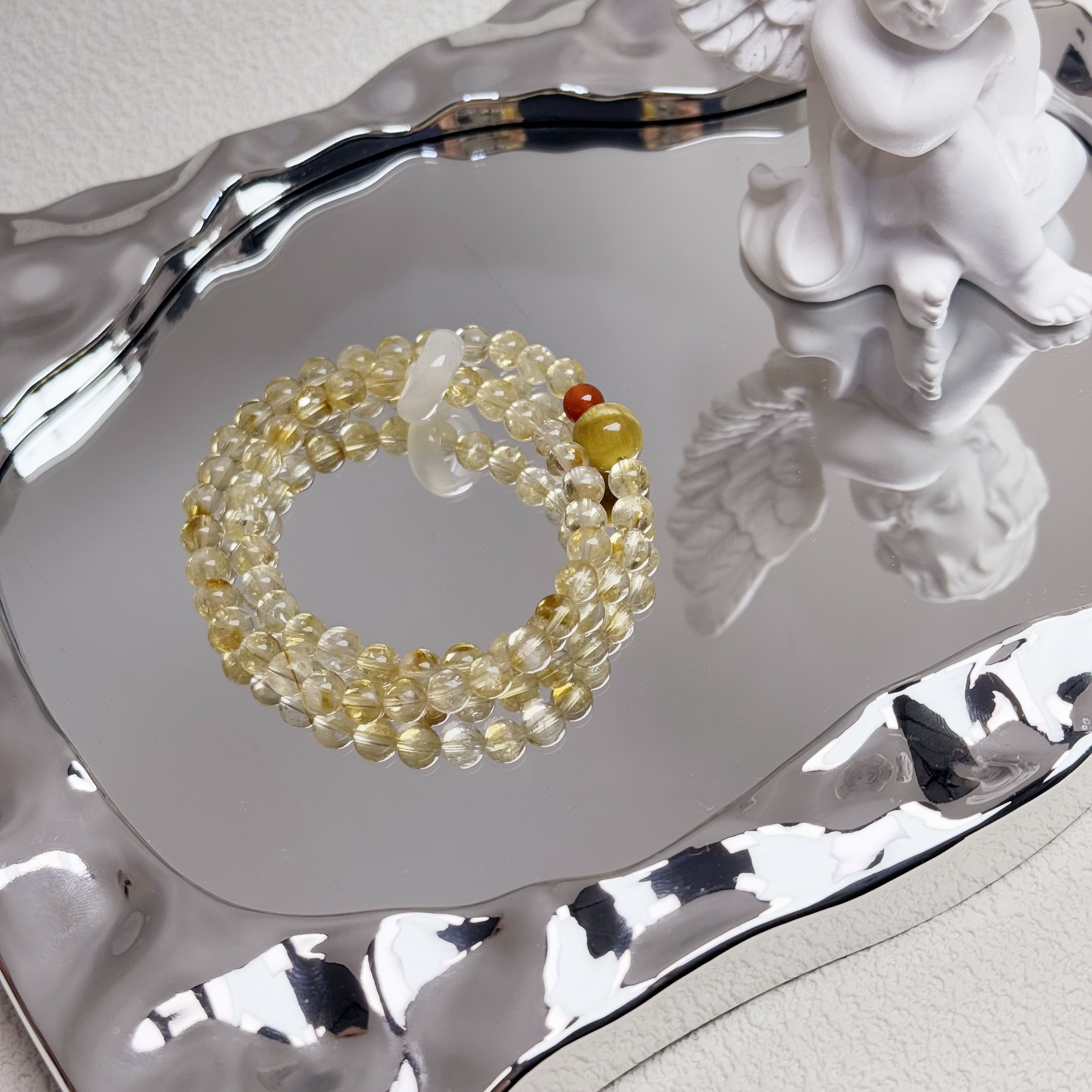 【日进斗金】天然黄水晶➕金虎眼顶珠双圈手串6mm+多样性发一W137
