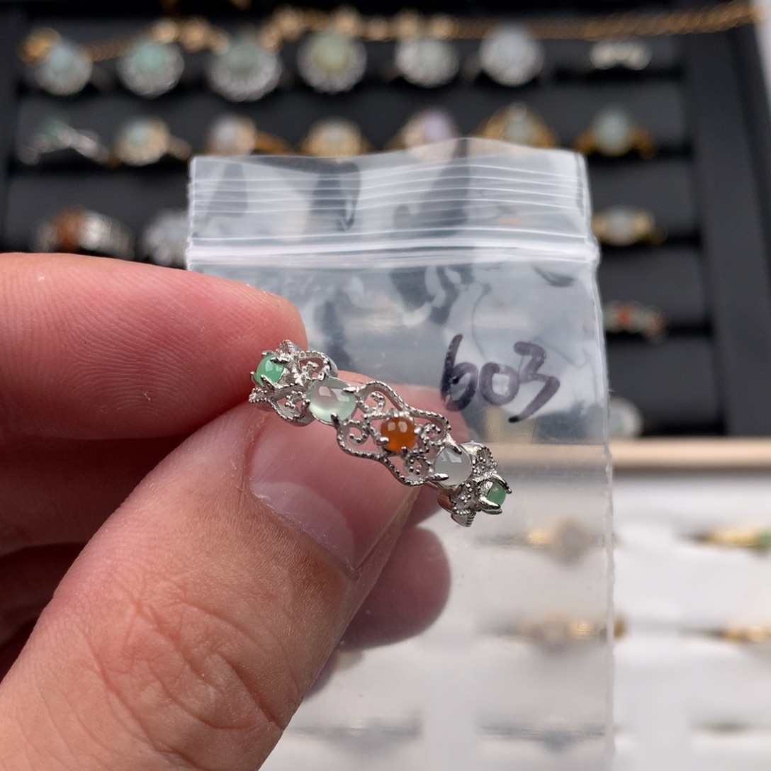 翡翠银S925镶嵌戒圈603