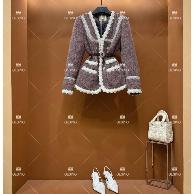 【丽】秋冬气质小香风时尚设计师中长款羽绒服 QD-2024986