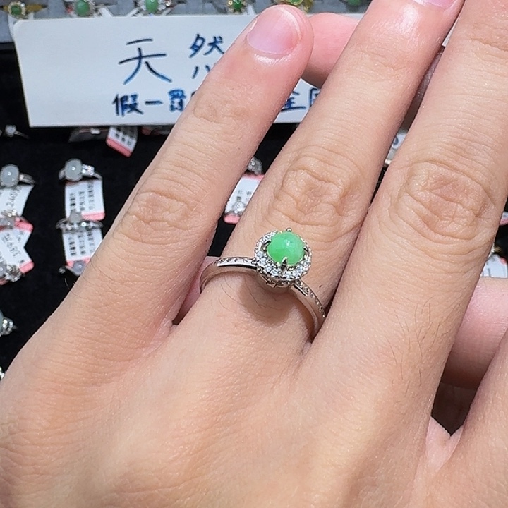 翡翠戒指银S925镶嵌gffgj