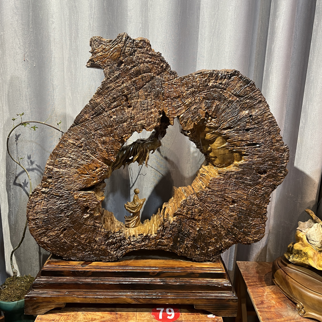 缅甸楠木求佛手工雕刻装饰创意摆件