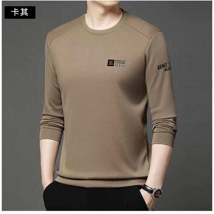 男士长袖t恤加绒加厚冬季休闲保暖卫衣打底衫上衣